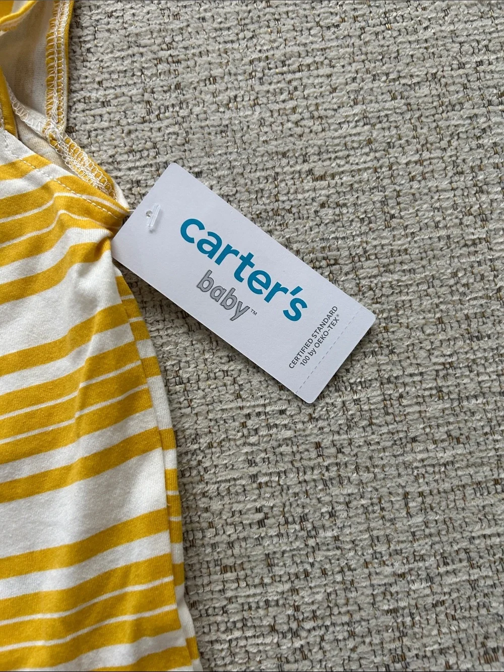 Carter's Yellow & White Striped Ruffle-Sleeve Onesie